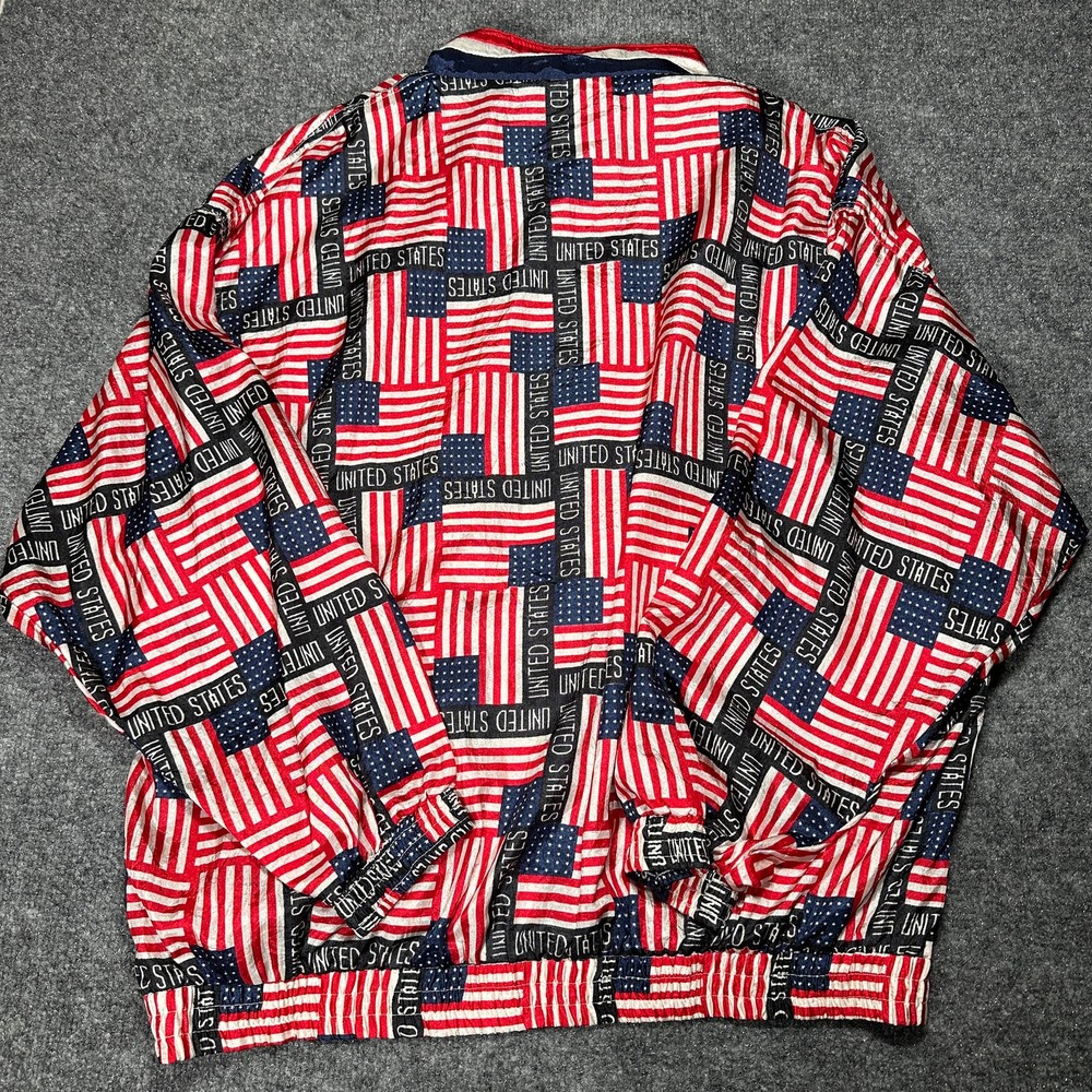 Solare Sporta American Flag Vintage Windbreaker USA Jacket Size M Mens - Picture 5 of 8